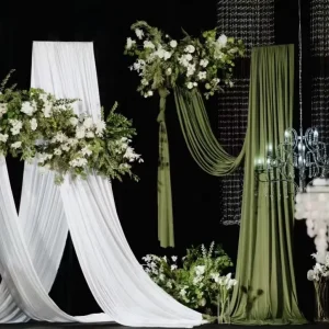 Wedding Double sided Elastic Cloth Milk Silk Wedding Outdoor Decoration Hotel Ceiling Wave Decoration Window Background Gauze Cu