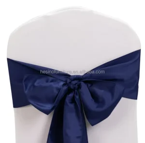Wedding Elegance 5 Pack Navy Blue Lamour Satin Chair Sashes 6×106 Inch for Banquets & Home Use