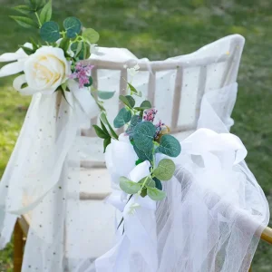 Wedding Event Ceremony Decorations Chair Sashes Back Organza Aisle Church Silk Artificial Flower Fabric Plants