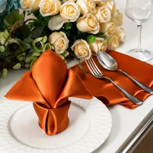 Wedding Events Party Orange Heavy Duty Table Cloth Napkins for Decoration