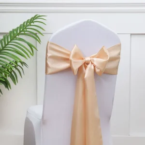 Wedding & Home Use Printed Gold Satin Polyester Reusable Chair Sash 18*275cm for Banquet