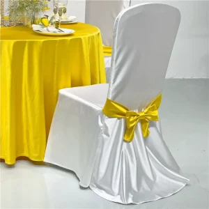 Wedding Party Banquet Hotel Reception Bow Wedding White Chair Cover Satin Sash