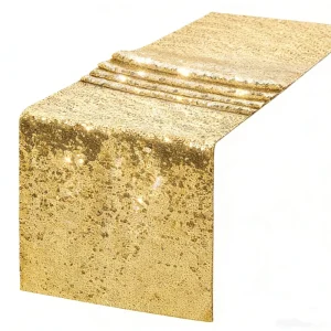 Wedding Party Supplies Customizable Printed Woven Sparkle Simple Polyester Sequined Table Runner Cloth Home Hotel Party Decor