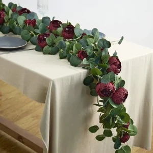 Wedding Peony Rattan Vine Decoration Flower Table Runner for Centerpieces Decoration