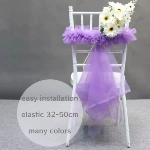 Wedding Reception Area Decors Stretchable 32cm-50cm Elastic Chair Back Sash Easy Installation Chair Back Decor