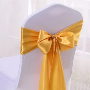 Wedding Satin Chair Sashes Bow 17*270cm Chair Ribbons for Wedding Party Chair Bow Tie Sashes Cover Decoration