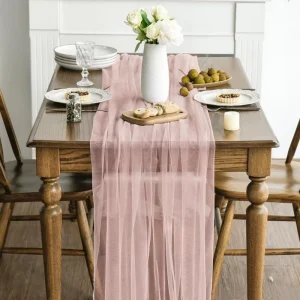 Wedding Solid Tulle Table Runner Tablecloth Dining Table Arch Decor Chair Back Sheer Fabric Curtain Cover Birthday Banquet