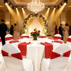 Wedding Spandex Chair Band with Diamond Rhinestone Buckle Spandex Chair Cover Sash Stretchable Chair Bow
