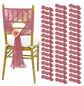 Wedding Supplies Chair Cover Chair Sashes Decoration Cheesecloth Chair Sashes for Wedding Reception Banquet Party