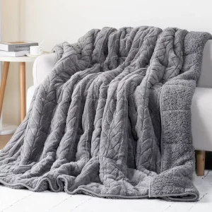 Weighted Blanket for Adults Plush Cozy Sherpa Weighted Blankets for a Better Night’s Sleep Luxurious Jacquard Decor Blanket