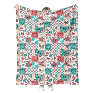 Western Country Cowgirl Cowboy Hat Boot Bow Print Throw Blanket Custom Design Knitted Jacquard Blanket