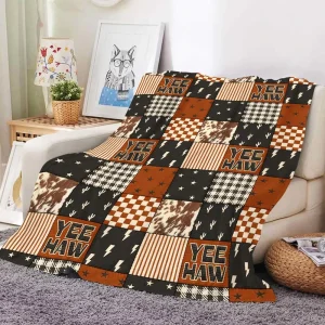 Western Patchwork Striped Solid Faux Quilt Fleece Flannel Blanket Cowboy Baby Boy Girl Bedding Throw Blankets