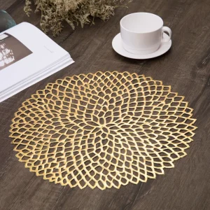 Western-Style Floral PVC Hollow-Out Heat-Resistant Non-Slip Dining & Coffee Decorative Table Placemat Desk Placemat