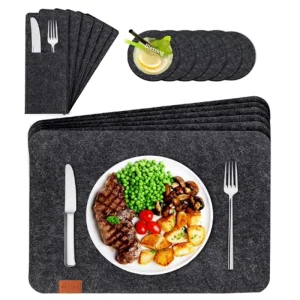 Western style Felt Portable Multi shape Square Round Rectangle Thickened Heat Insulation Anti slip Placemat Cup Mat