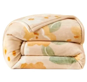 Whispering Blossoms Yellow Winter Double Layer Machine Made Customizable Classical Style Knitted Blanket Soft Bedding Home Use