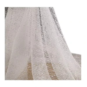 White 100% Polyester Lightweight Knitted Soft Comfortable Big Hole Lace Fabric for Garment & Home Textile
