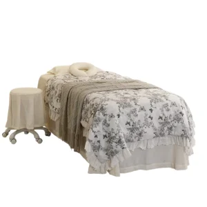 White 4pcs Floral butterfly and Plant Prints Salon Massage Facial Bedding Set Customized Sheet Set