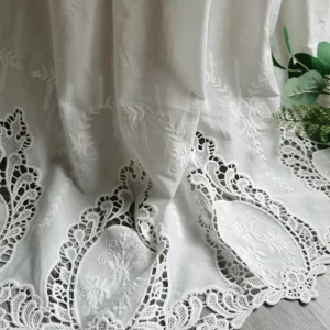 White Abstract Floral 65cm Woven Natural Cotton Eco Friendly Embroidered Trim Voile Lace Fabric for Home Textile Wedding