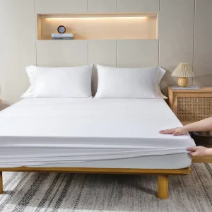 White Anti slip Protective Cover Mattress Cover Bed Fitted Sheet Bedding Set