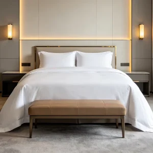 White Bedding Set Hotel 100% Cotton Breathable Minimalist for Hospitality