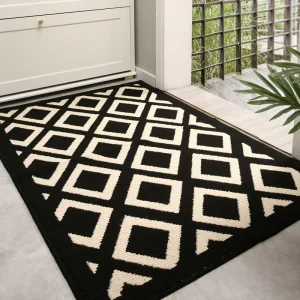 White Black Woven Floor Door Mats for Home Durable Non Slip Custom Carpet