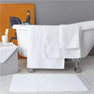 White Classic Luxury Bath Mat Floor Towel Set Custom Cotton Bath Mat Absorbent Cotton Hotel Spa Shower