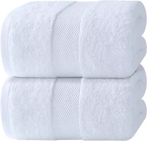 White Classic Luxury Towels Extra Large 35×70 Inch 700 GSM Turkish Cotton Highly Absorbent Hotel Collection 2 Pack