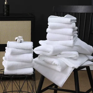 White Color 5 Star 100% Cotton Material Shape Cotton Jacquard Hotel Bath Towels & Tub Mats