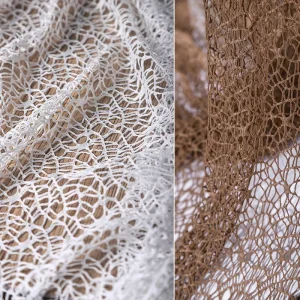 White Color Irregular Hollow Large Mesh Decorative Mesh Flower Wrapped Little Stretchy Creative Dress Designer Fabric