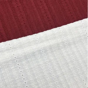 White Color Knitting Jacquard Fabric Stretch Crochet Fabric for Women Men Garments