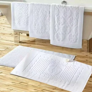 White Cotton Hotel Bath Floor Mat Bath Foot Towel Bathroom Floor Towel