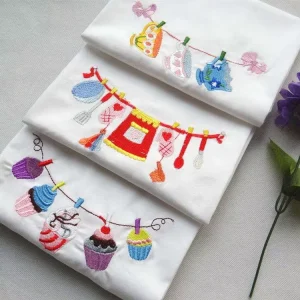 White Cotton Napkins with Embroidered Patterns Woven for Kitchen Fabric Party Children’s Day Home and Dining Room Decoration
