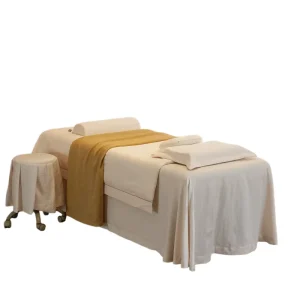 White Customized Massage Table Sheet Sets Body Massage Bed Spa Table Skirt Set