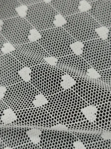 White Diamond Grid Heart Dot Jacquard Mesh Fabric Soft Elastic Transparent Netting for Wedding Dress Inner Lining Accessories