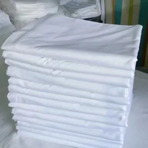 White Double Size Flat Bed Sheet 300TC Cool Breathable Waterproof Eco-Friendly 100% Polyester All-Season Plain Hospital Hotel