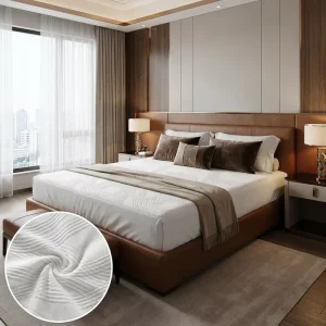 White Dyed Jacquard Knitted Mattress Fabric Polyester Material for Mattress Encasement