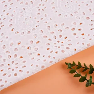 White Embroidery Swiss Chiffon Eyelets 100% Cotton Embroidery Fabric Women’s Clothing Egyptian Lace Embroid Fabric