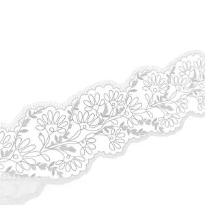 White Floral Embroidered Lace Trim Sheer Knitted Mesh Trim for Wedding Dress Dancewear Apparel