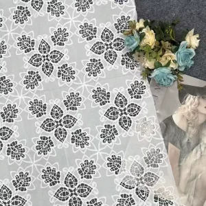 White Floral Guipure Laser Embroidery Lace Fabric Fashion Tulle Net Lace for Women Dress Skirt Cape Sewing Supply