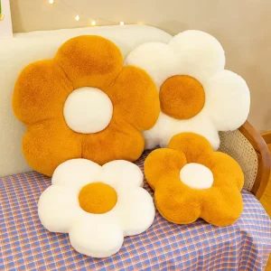 White Flower Throw Pillows Soft Plant Cushion for Office Nap Classroom Chair Sofa Throw Pillow Back Cushion Stuffed Plush Toys