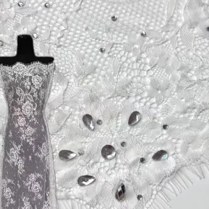 White French Lace Rhinestone Wedding Dress Fashion Fabric