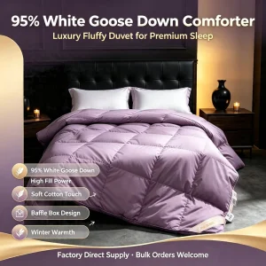 White Goose Down Polyester Filled Winter Duvet Insert RDS Certified Luxury Hotel Use Machine Washable