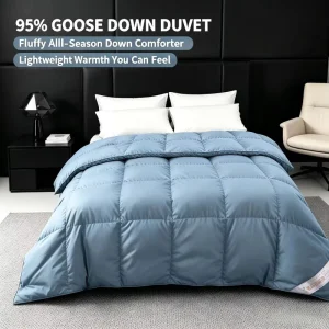 White Goose Down Quilted Duvet Cover Breathable Waterproof Eco friendly Hypoallergenic Summer Use Queen Size Twin Comforter