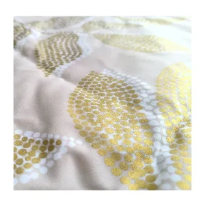 White Home Textile 100% Polyester Gold Printing Fabric