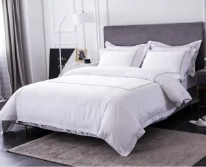 White Hotel Bedding Set 100% Cotton Soft Breathable 300 Thread Count Luxury Bedding Set for Hotel Resort Hospitality Use