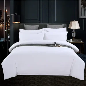 White Hotel Dedicated Polyester Cotton Minimalist Quilt Cover Pillowcases Bed Sheet Set