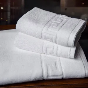 White Hotel Jacquard Bath Towel Custom Cotton Embossed Towel Set Luxury Spa Towel