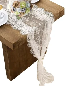 White Lace Table Runner 14 X 120 Inch Embroidered Boho for Wedding Party Bridal Shower