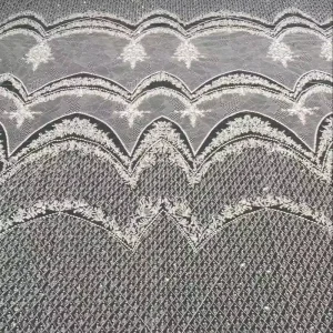 White Lacer French Lace 3D Floral Beaded Sequined Pearled Embroidery Fabric for Vintage Bridal Dress Evening Gown