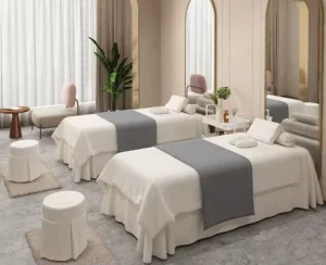 White Massage Therapy 4pcs Set Customized Shampoo Bed Size